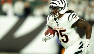 Cincinnati Bengals running back Tahj Brooks