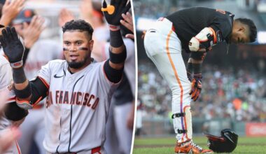 Giants’ Luis Arraez out of lineup after fouling ball off his foot
