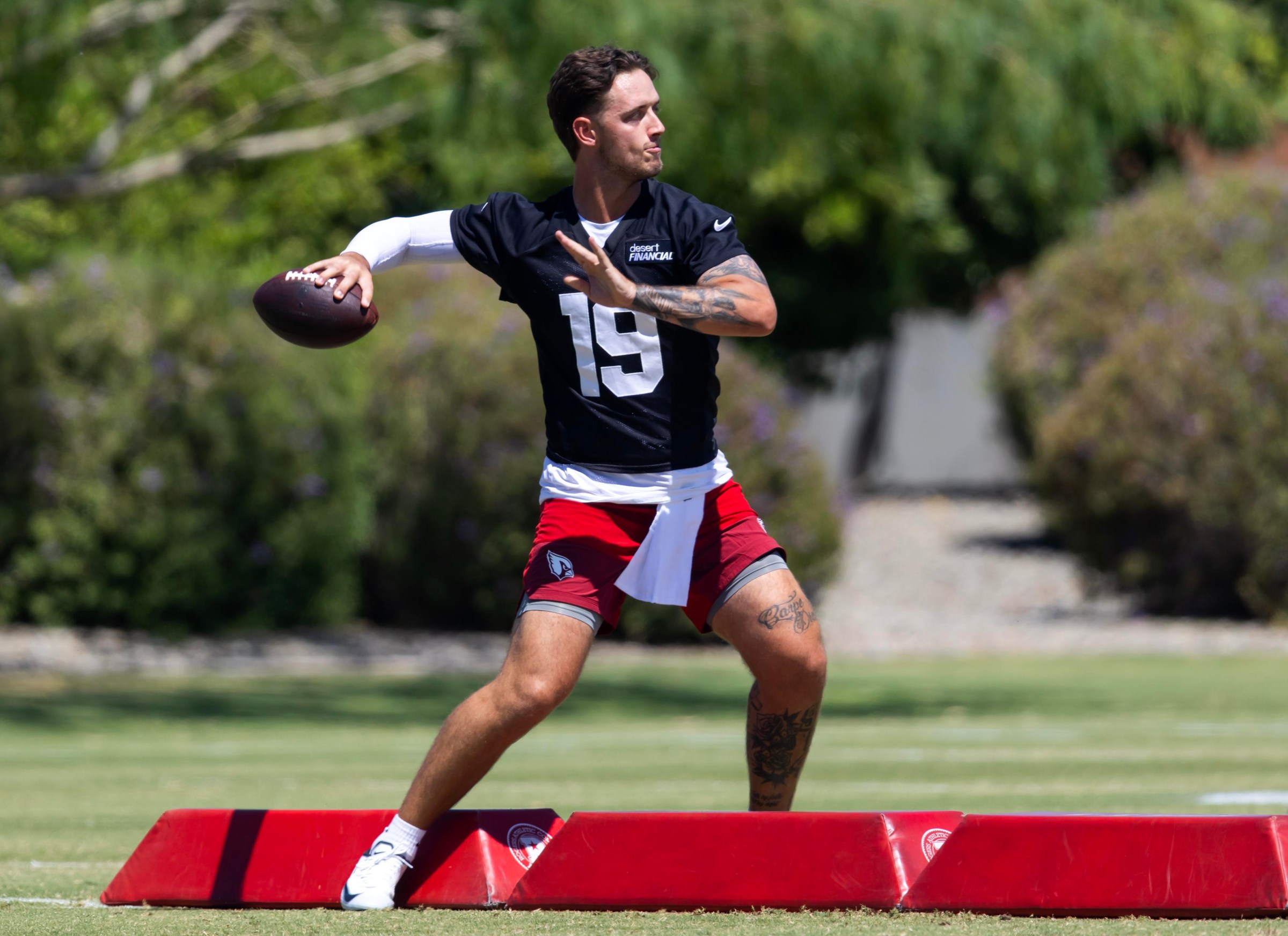 Arizona Cardinals quarterback Carson Beck (19) Credit: Mark J. Rebilas-Imagn Images