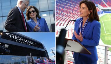 NY Gov. Hochul was frolicking on Buffalo Bills stadium grass — as candidates she endorsed fell to far-left