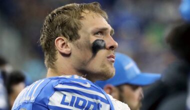 Detroit Lions linebacker Jack Campbell (46) on the sidelines during action against the Jacksonville Jaguars Saturday, August 19, 2023.