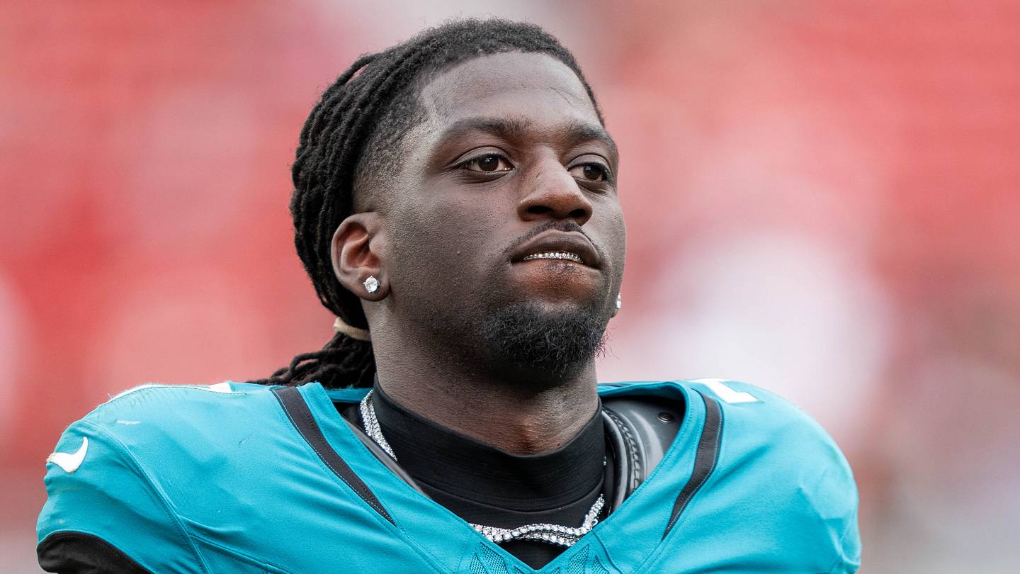 Jacksonville Jaguars wide receiver Brian Thomas Jr.looks on