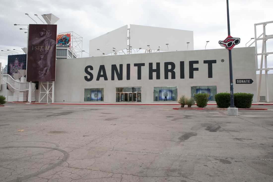 Sanithrift, the only store still open at the Prizm Outlets in Primm, Nevada.
