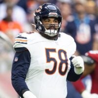 Nov 3, 2024; Glendale, Arizona, USA; Chicago Bears offensive tackle Darnell Wright (58) against the Arizona Cardinals at State Farm Stadium.