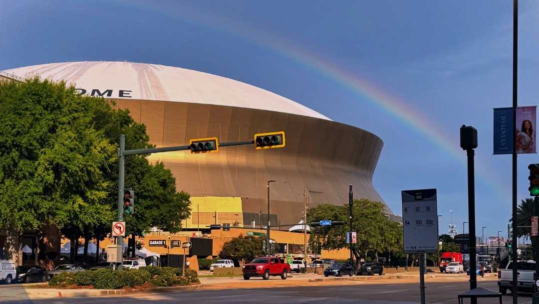 A sign about the Saints? Rainbow spotted over Superdome after morning storms