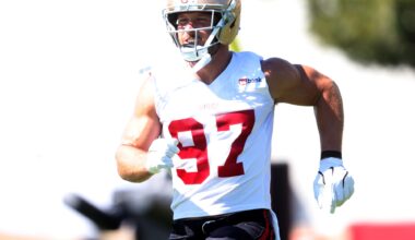 49ers' Nick Bosa recovering quickly from ACL tear at training camp