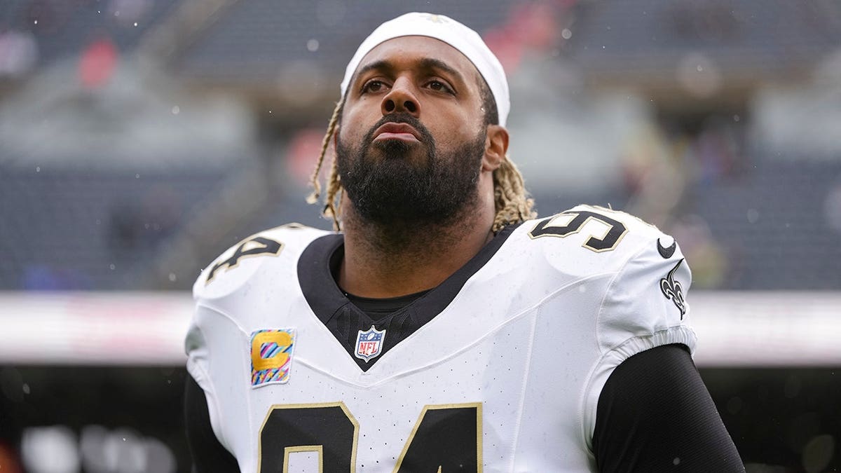 Cam Jordan looks on field