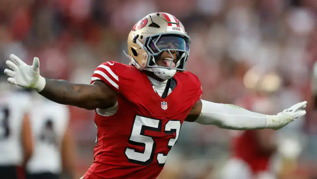 Dee Winters celebrating during a San Francisco 49ers game before Dallas Cowboys trade