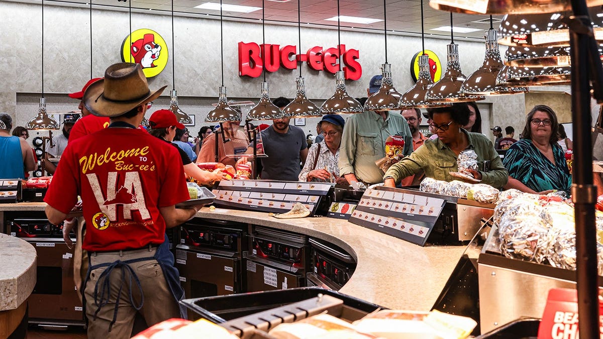 Visitors shop for brisket sandwiches inside Buc-ee's in Mt. Crawford, Va.