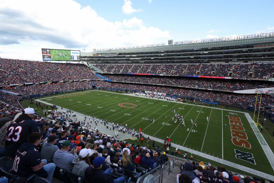 A general view of Soldier Field during a game between the New England Patriots and Chicago Bears at Soldier Field on November 10, 2024