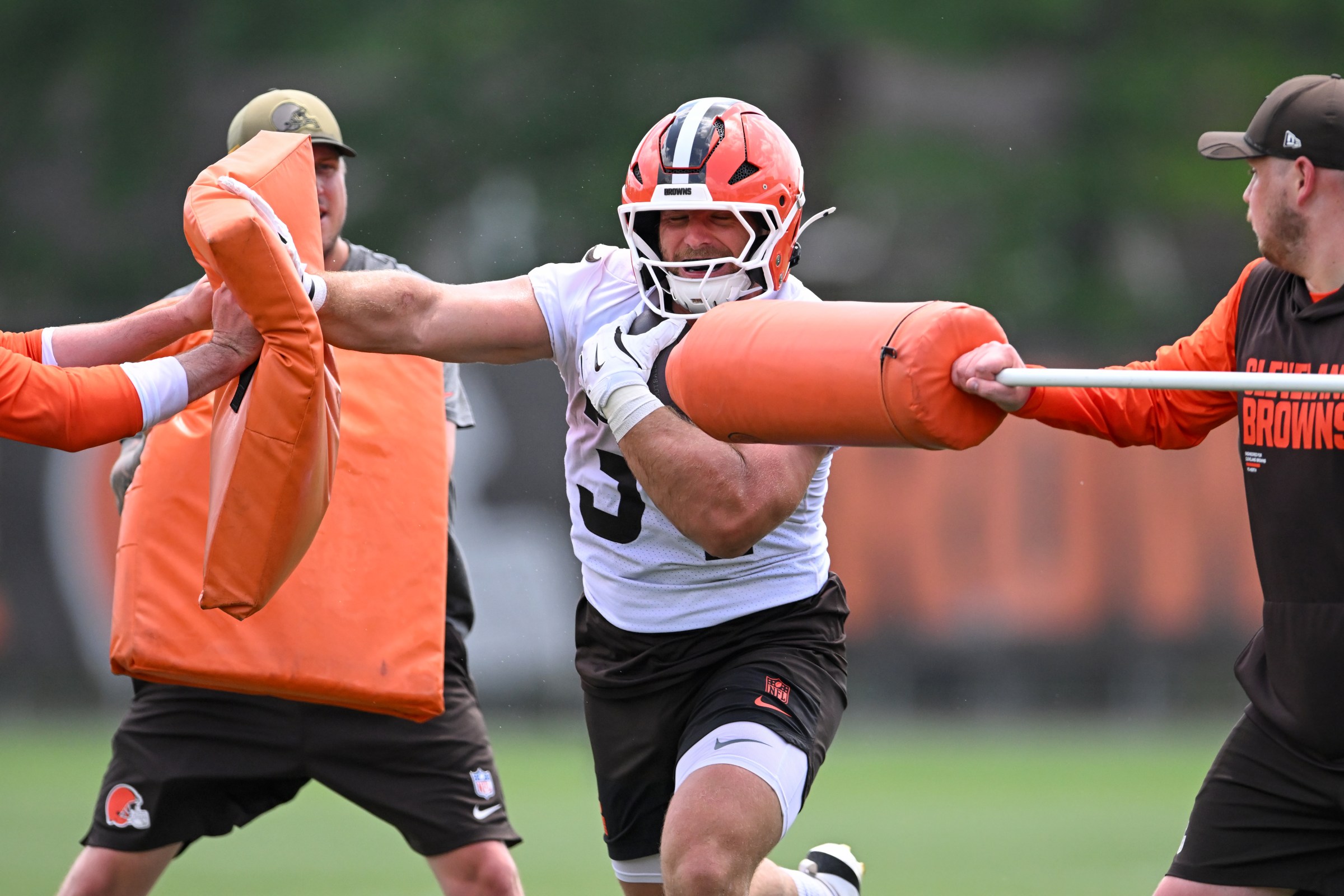 BEREA, OHIO - JUNE 10: Michael Burton #34 of the Cleveland Browns runs a drill during the Cleveland Browns Mandatory Minicamp at CrossCountry Mortgage Campus on June 10, 2026 in Berea, Ohio. (Photo by Nick Cammett/Getty Images)