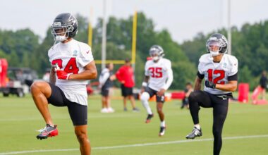 What is the most compelling battle of Falcons training camp?