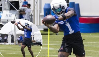 Malik Nabers takes the field at Giants training camp in a tantalizing glimpse