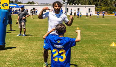 COMMUNITY PHOTOS: Kyren Williams leads Rams Football Academy members in a minicamp at the Rams football facility