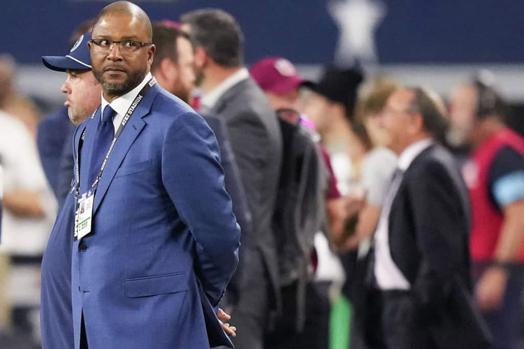 Will McClay Explained How the Cowboys Stole Caleb Downs in the 2026 NFL Draft Will McClay stands on the sideline before a Dallas Cowboys game at AT&T Stadium.