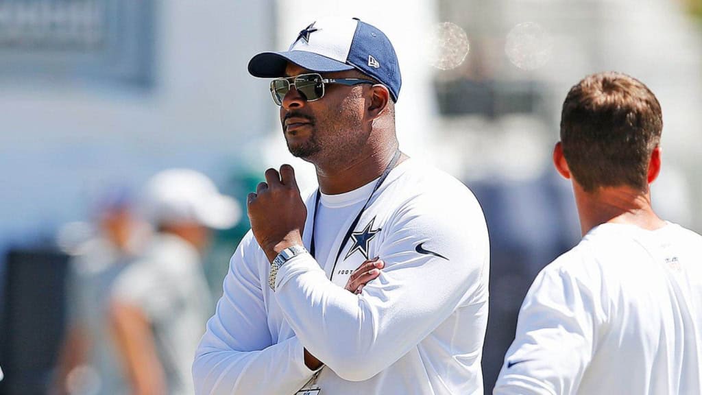 Will McClay watches the Dallas Cowboys during an outdoor practice session.
