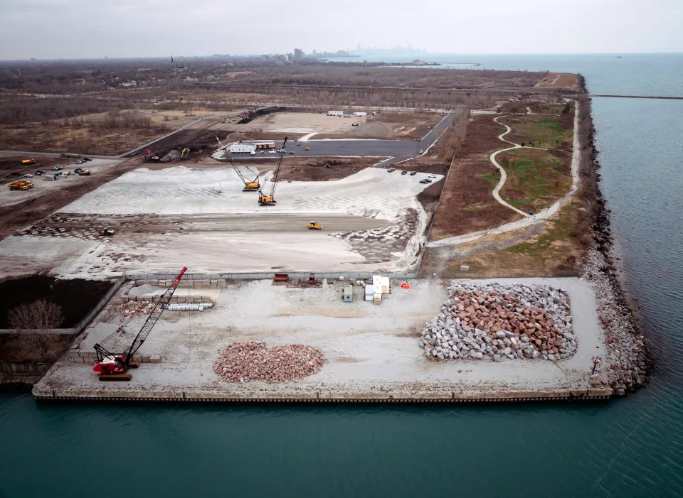 Site work begins at the Illinois Quantum & Microelectronics Park campus, at the site of the former U.S. Steel South Works, in Chicago, Nov. 21, 2025