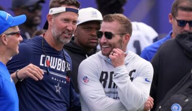 Myles Garrett held out of Rams' joint practice with Cowboys; Puka Nacua leaves early with injury