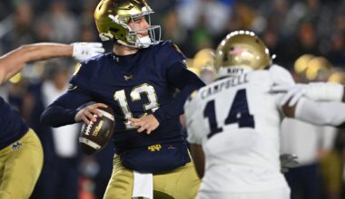 Quarterback CJ Carr returns to No. 4 Notre Dame trying to ignore the hype while producing results