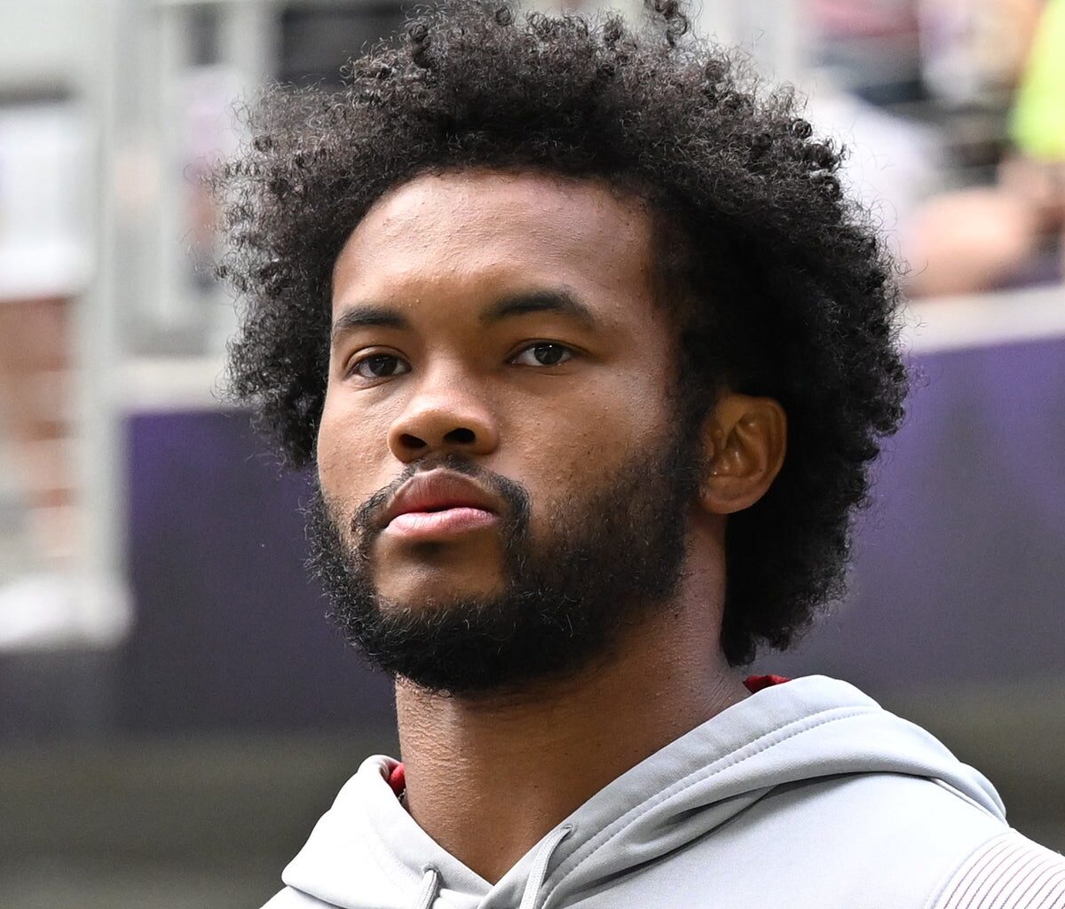 Aug 26, 2023; Minneapolis, Minnesota, USA; Arizona Cardinals quarterback Kyler Murray (1) walks onto the field at U.S. Bank Stadium before the game between the Minnesota Vikings and the Arizona Cardinals.