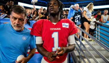 Cam Ward Tennessee Titans Nissan Stadium Blue and White scrimmage