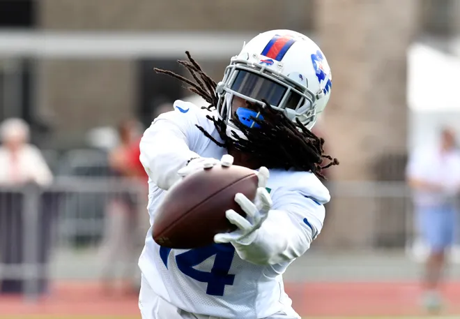 Buffalo Bills wide receiver Sammy Watkins (14) makes a catch during training camp at St. John Fisher College.