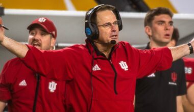 Indiana Head Coach Curt Cignetti questions a call during the College Football Playoff National Championship college football