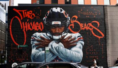 Mural celebrating Chicago Bears' QB Caleb Williams Madden NFL 27 cover unveiled in West Loop