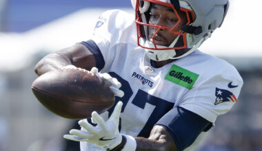 Patriots training camp Day 7: Drake Maye throws rare INT, Romeo Doubs steps up