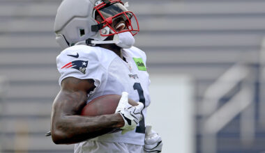 A.J. Brown sees a different side of Christian Gonzalez at Patriots training camp