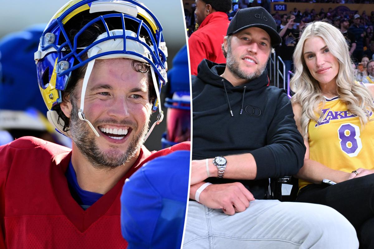 Matthew Stafford's wife Kelly shows PDA at Rams training camp