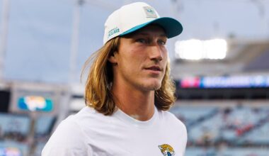 Aug 28, 2026; Jacksonville, Florida, USA;  Jacksonville Jaguars quarterback Trevor Lawrence (16) before the game against the Tampa Bay Buccaneers at EverBank Stadium.  Mandatory Credit: Morgan Tencza-Imagn Images