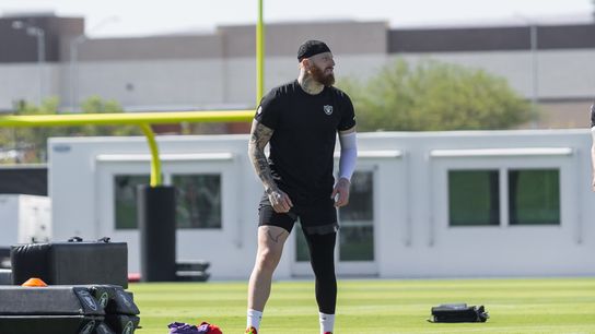 Las Vegas Raiders defensive-end Maxx Crosby stretches alongside the warm up lines during Raiders OTAs at Intermountain Health Performance Center, Wednesday May 20, 2026 in Henderson, Nev. Las Vegas Raiders defensive-end Maxx Crosby stretches alongside the warm up lines during Raiders OTAs at Intermountain Health Performance Center, Wednesday May 20, 2026 in Henderson, Nev.