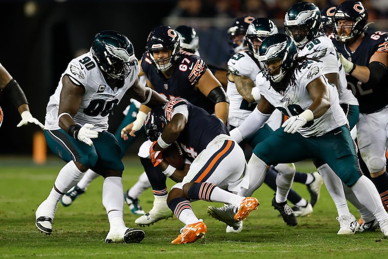 Eagles defensive tackles Jordan Davis (left) and Jalen Carter were the heroes of the previous matchup with the Los Angeles Rams. Can they help the Eagles bounce back from their first loss of the season?