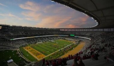 McLane Stadium is visible prior to an NCAA college football game between Baylor and Utah Saturday, Nov. 15, 2025, in Waco, Texas. (AP Photo/Julio Cortez)