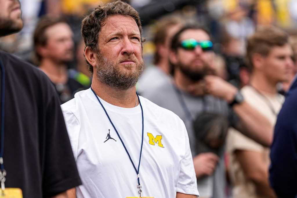Dave Portnoy on the sideline before kickoff of the first half between Michigan and Oklahoma at Michigan Stadium.