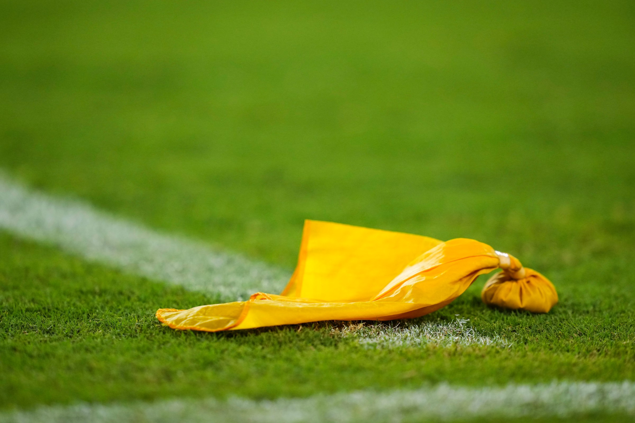 BALTIMORE, MARYLAND - AUGUST 15: Detail view of a penalty flag during an NFL preseason football game between the Baltimore Ravens and the Philadelphia Eagles at M&T Bank Stadium on August 15, 2026 in Baltimore, Maryland. (Photo by Perry Knotts/Getty Images)