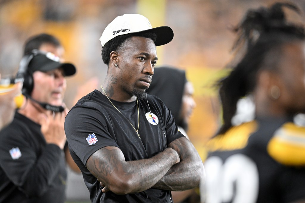 Pittsburgh Steelers cornerback Joey Porter Jr. watches the game against the Green Bay Packers.