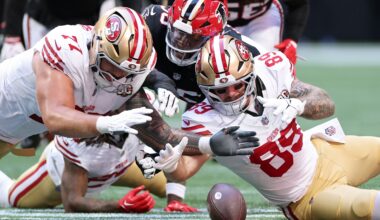 49ers grades: Brock Purdy's picks, sloppy defense yields loss to Falcons