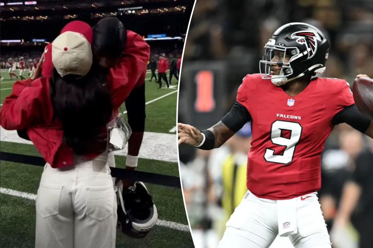 Michael Penix Jr.'s wife reacts to Falcons win after pregnancy reveal