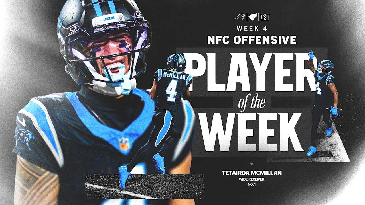 Tetairoa McMillan named NFC offensive player of the week after historic performance in Week 4