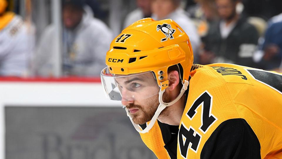 PHOTO: In this March 29, 2019, file photo, Adam Johnson of the Pittsburgh Penguins skates against the Nashville Predators at PPG Paints Arena in Pittsburgh, Pa. (Joe Sargent/NHLI via Getty Images, FILE)