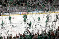during the third period in Game 5 of a first-round NHL hockey playoff series, Monday, April...