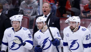 Tampa Bay Lightning head coach Jon Cooper reacts against the Florida Panthers during the second period in Game 3 of their playoff series. Game 4 in Monday night. (AP Photo/Rhona Wise)