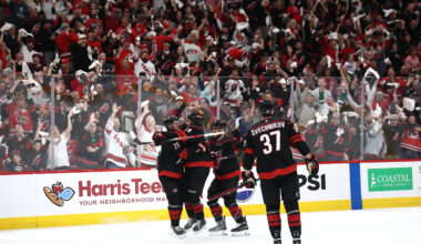 Carolina Hurricanes advance to 2nd round of NHL playoffs, beating the New Jersey Devils 5-4 in 2OT to win series 4-1