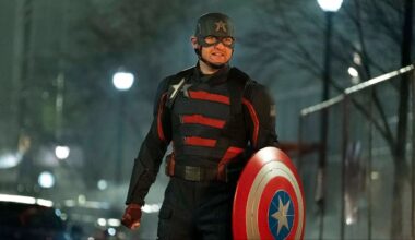 John Walker carrying Captain America's shield in Falcon and the Winter Soldier