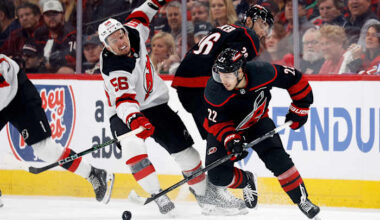 Aho's blast pushes Hurricanes past Devils 5-4 in double OT to advance in Stanley Cup Playoffs