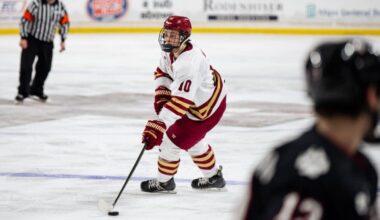Photo of F James Hagens via Boston College Athletics
