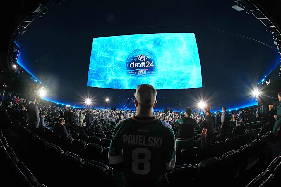 A fan looks on prior to the first round of 2024 NHL Draft in The Sphere in Las Vegas. (Photo:  Joe Camporeale-Imagn Images)