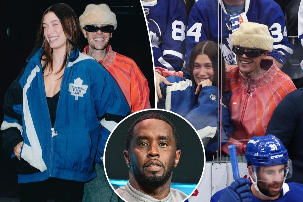 Justin Bieber is all smiles for NHL date night with Hailey after breaking silence on Sean 'Diddy' Combs' trial